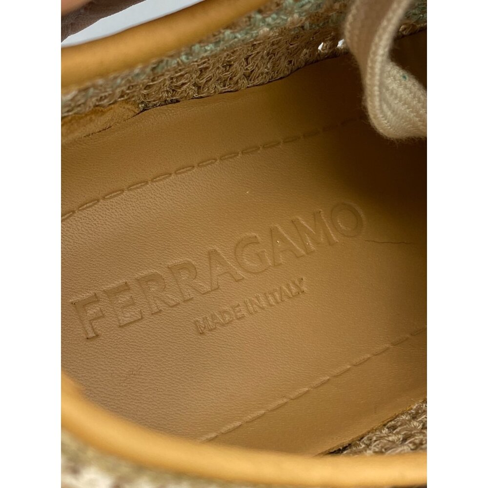 Ferragamo Macramé Women's Sneaker US 9.5 Camel Low Top Lace Up Athletic Shoes - Picture 6 of 11